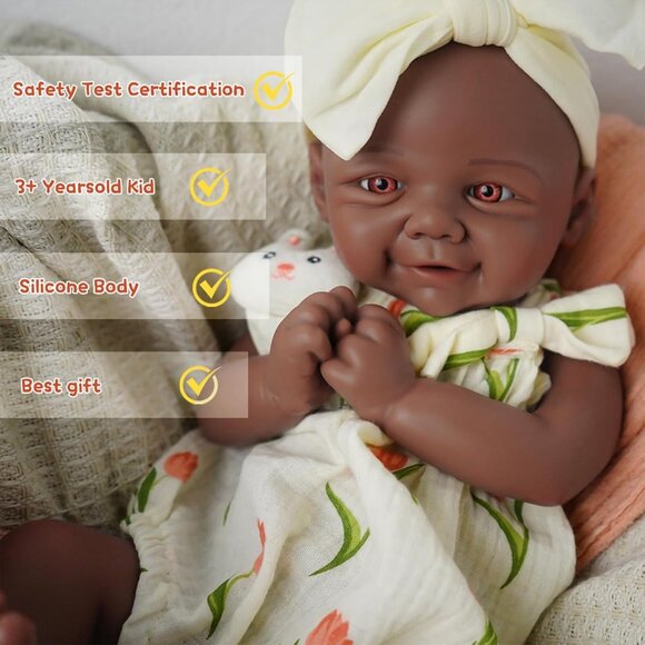 16.5 inch Realistic Full Body Silicone Open Eyes Newborn Leilani-tan Baby Girl - Picture 4 of 6